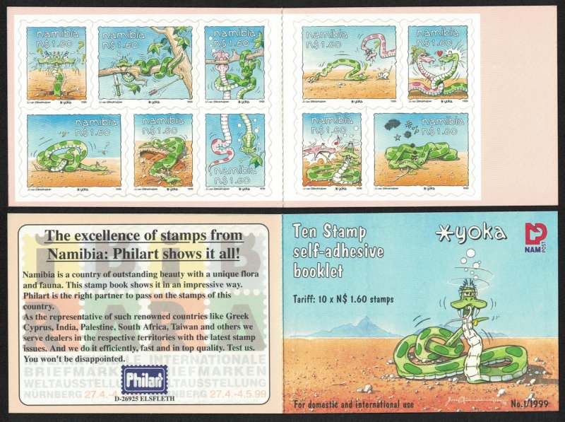 Namibia 'Yoka the Snake' cartoon Self-adhesive 10v Booklet SG#822-831