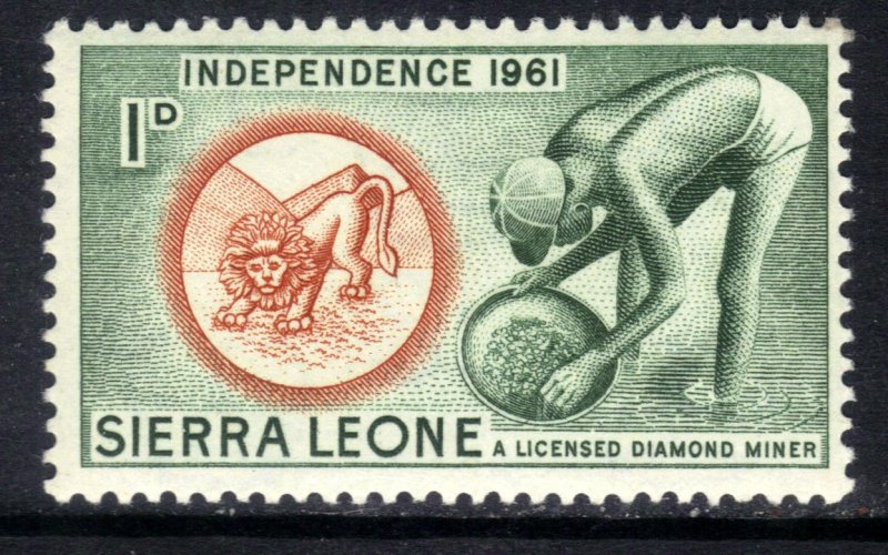 Sierra Leone 1961 QE2 1d Diamond Miner MM SG 224 ( H1413 )