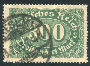 Germany #201 (Mi. 249I) Cat€26, 1922-23 300m green, lower part of H in R...