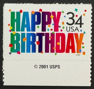 USA, 2002, SC# 3558, Happy Birthday, Unused, MNH, VF