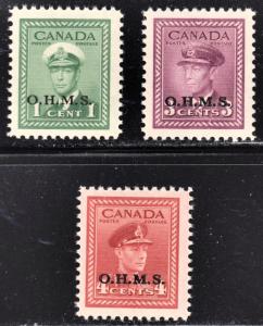 Canada Scott O1, O3-O4  F to VF mint OG NH.