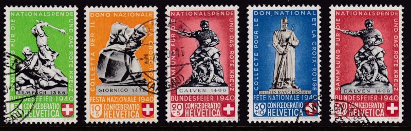 Switzerland 1940 National Red Cross Semi-Postals Complete (5) B100-B104 VF/(o)