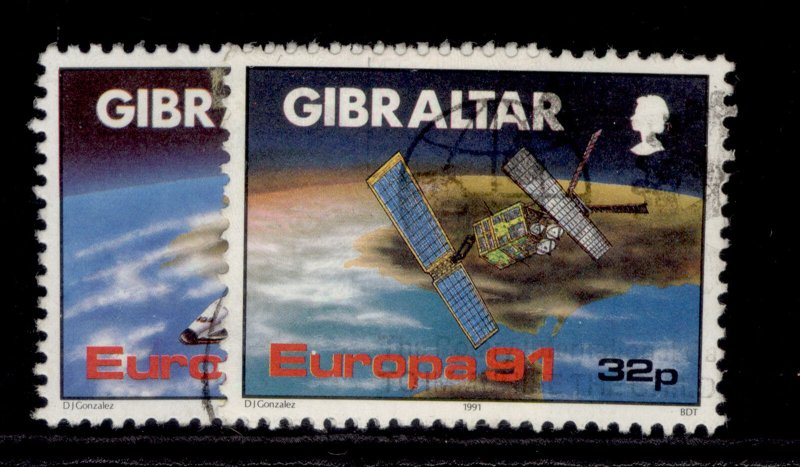 GIBRALTAR QEII SG649-650, 1991 Europa space set, FINE USED.