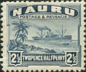 Nauru 1924 SG30A 2½d slate-blue Freighter rough MNH