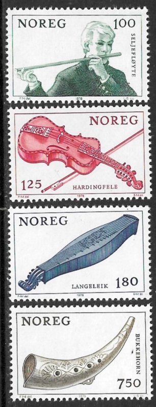 NORWAY 1978 MUSICAL INSTRUMENTS Set Sc 734-737 MNH