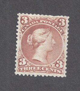 CANADA # 25ii VF MINT OGH 3c ROSE-RED LARGE QUEEN CV $600 BS29545