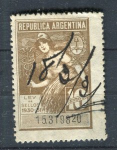 ARGENTINA; 1930s early Revenue issue used 10c. value