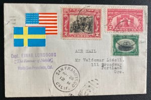 1944 San Francisco CA Capt Einar Lundborg USA Airmail Cover to Portland OR