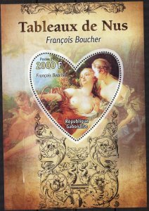 Gabon 2012 Art Paintings Nudes Francois Boucher S/S MNH