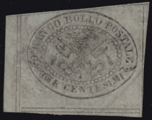 Italy Roman States #13 Papal Coat of Arms 3c Postage Stamp Europe 1867 Unused