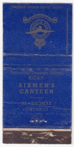 Canada Revenue 3/10¢ Excise Tax Matchbook AIRMEN'S CANTEEN St. Thomas, Ont.