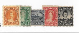 New Brunswick Sc #7-11  2c to 17c   NG (2c, 5c, 10c)  / OG (12 1/2c, 17c)  FVF