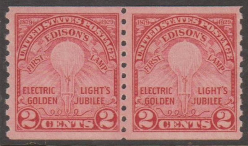 U.S. Scott #656 Edison Stamps - Mint NH Pair - IND