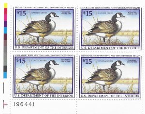 US RW 64   1997  $15.00  Federal duck stamp Plate block VF NH