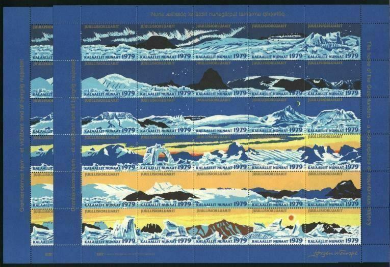 Greenland. Christmas Seal 1979.10 Full Sheets. MNH.With 2 Different Perforation.