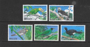 BIRDS - BELIZE #1217-21 ENDANGERED BIRDS MNH