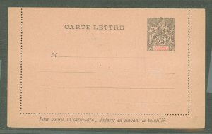 Anjouan  1892 25c black on rose, mounting mark on reverse