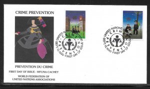 United Nations NY 580-581 Crime Prevention WFUNA Cachet FDC First Day Cover