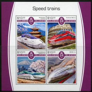 SOLOMON ISLANDS 2017  SPEED TRAINS SHEET  MINT NH