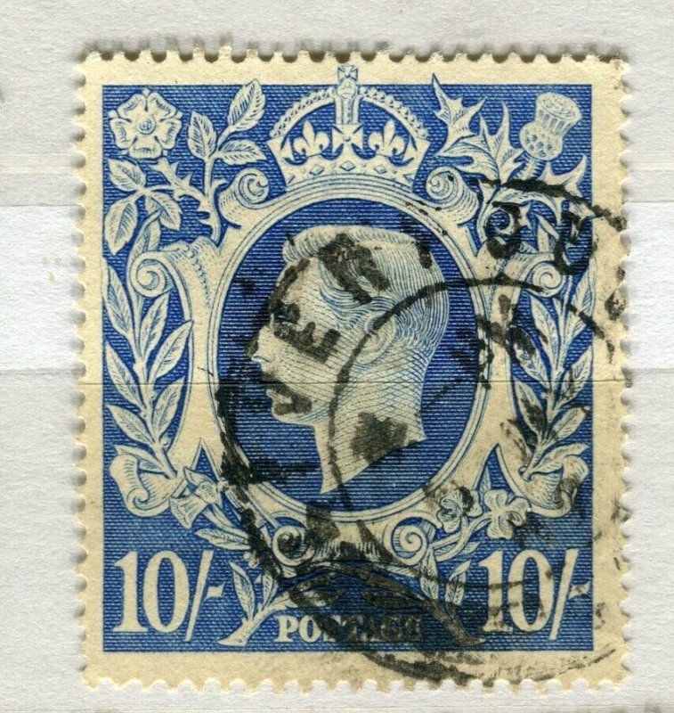 BRITAIN; 1938 early GVI pictorial issue fine used Shade of 10s. value