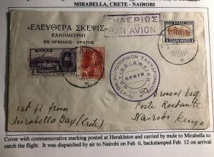 1932 Mirabela Greece Early Airmail Cover FFC To Nairobi Kenya