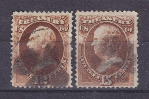 US Sc O78-O79 used 1873 Treasury Department Officials