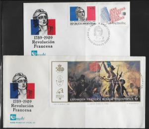 Argentina 1656-58 200th French Revolution Unaddressed FDC (set of 2)