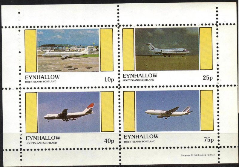 {E250} Eynhallow Scotland Aviation Airplanes (8) Sh.4 MNH Cinderella !!