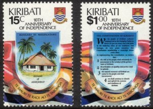 KIRIBATI 1989 National Independence 10th Anniversary; Scott 515-16; MNH