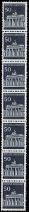 Germany 1966,Sc.#955  MNH strip of 7, with number 365 on the back