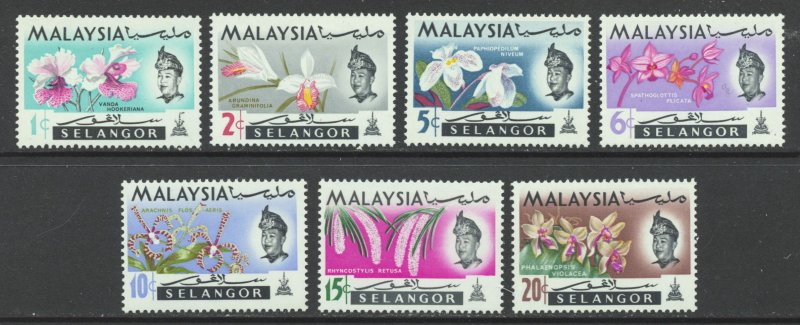 Selangor Scott 121-127 MNHOG - 1965 Orchids Issue - SCV $5.10