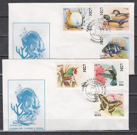 Cuba, Scott cat. 3748-3753. Fauna & B/fly issue. 2 First Day Covers. ^