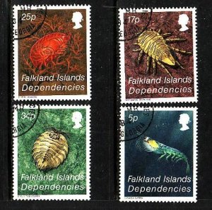 Falkland Island Dependencies.-Sc#1L76-9-used set-Marine Life-Crustacea-id1-1984-