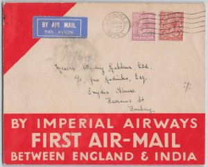 Great Britain 1929 London to Karachi India Imperial Airways First Flight Cover