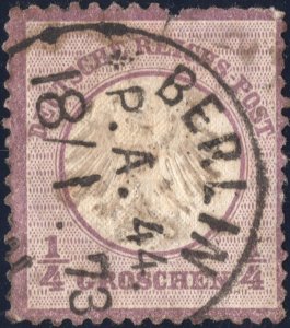 1872  used 1/4gr Germany violet small shield, SC1