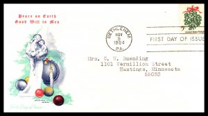 US 1255 Christmas Jackson Chickering Typed FDC