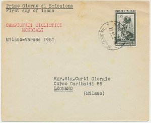 FDC cover / Postmark Italy 1951 World Championship Cycling