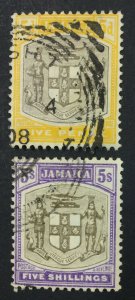 MOMEN: JAMAICA SG #43,45 1905-11 USED LOT #61212