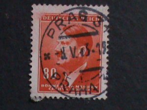 ​CZECHOSLOVAKIA-1942 SC#67 ADOLF HITLER- BOHEMIA & MORAVIA-FANCY CANCEL VF