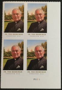 US #5241 MNH Plate Block of 4 (.49) Father Theodore Hesbaugh