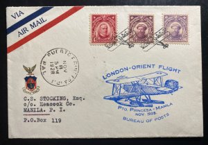 1928 Puerto Princesa Philippines Airmail Orient flight Cover FFC To Manila