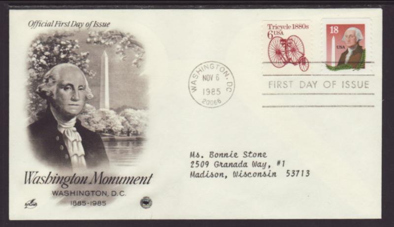 US Washington Monument 1985 PCS Typed FDC BIN