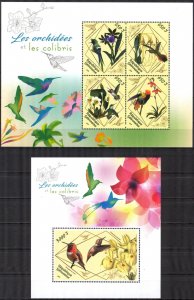 Gabon 2018 Flowers Orchids Birds Sheet + S/S MNH