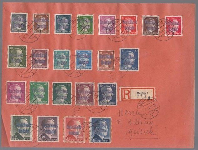 1945 Meissen Germany Local Issue on Register Cover Verderber Overprint Mi # 2-24