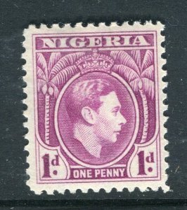 NIGERIA; 1938 early GVI portrait issue fine Mint hinged Shade of 1d. value