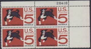 1307 Humane Treatment of Animals Plate Block MNH