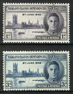 Falkland Islands Dep 1946, Victory set VF MNH