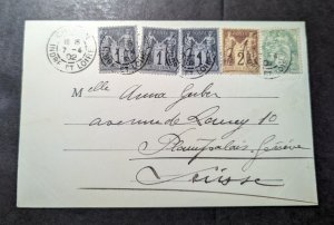 1902 France Postcard Cover Chinon to Geneva Switzerland Lise Fleuvon