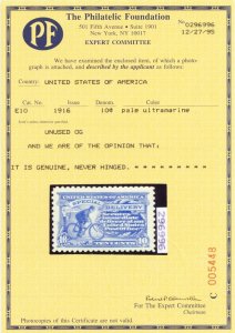 E10 Mint XF NH 10¢ - Fresh Stamp With PFC Certificate - Stuart Katz
