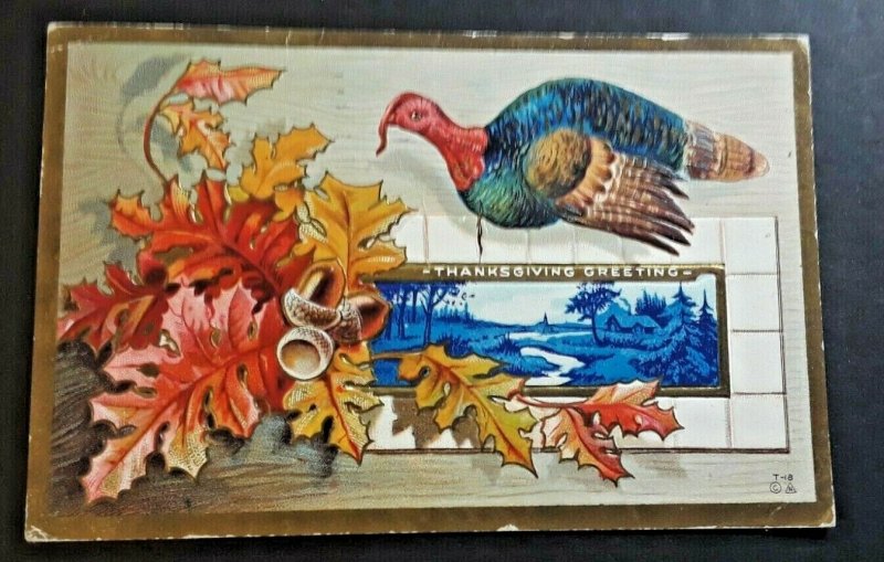 1913 Fort Worth TX To Los Angeles CA Thanksgiving Embossed Postcard Cover